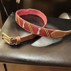 Mens Burgundy Polo Bear Belt